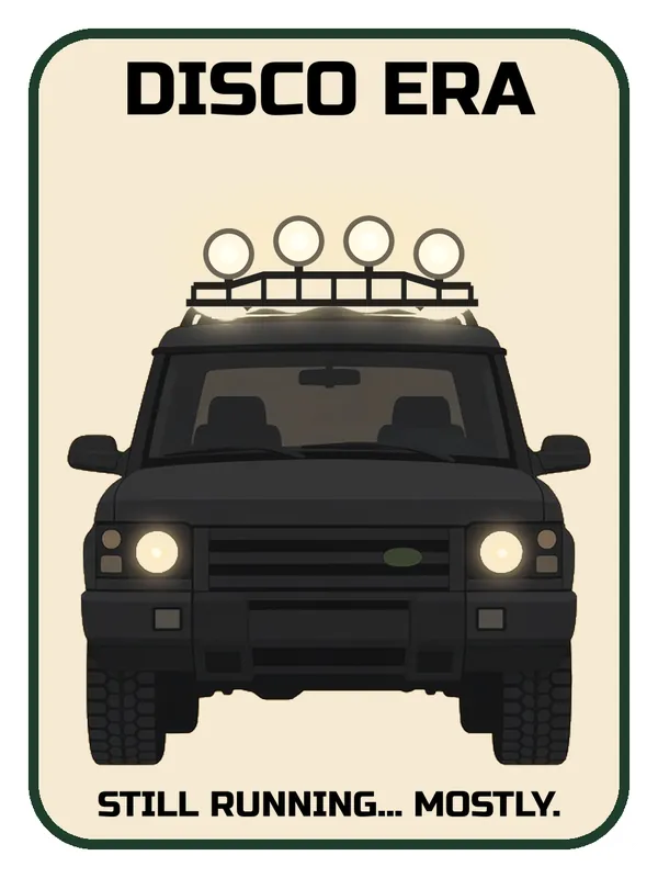 Disco Era: Still Running… Mostly. die-cut sticker